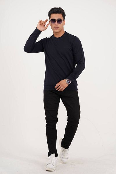 Est Estola Ανδρικό φούτερ Navy Blue Crew Neck Relaxed - 2 Κλωστές