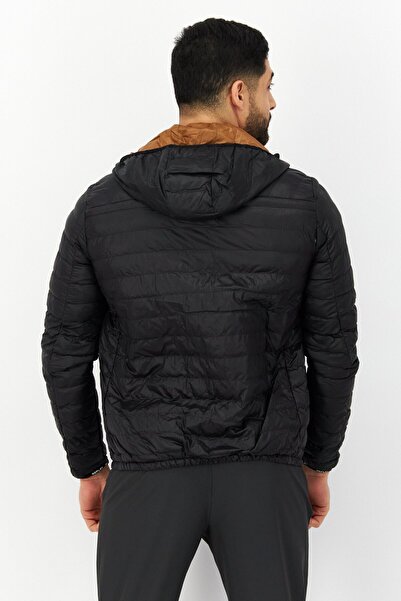Replay Men Hooded Solid Long Sleeve Quilted Jacket, Black