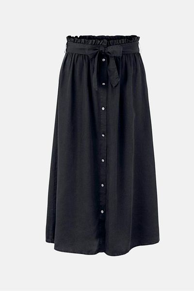 Tchibo Women Plain Buttoned Front Maxi Skirt, Black