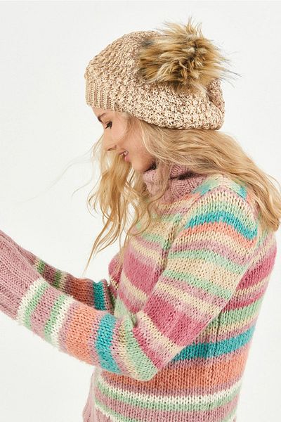 POSUSS Glittery Pompom Acrylic Women's Beanie Beige/bronze - Ps345