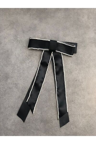 Refia co Black Bow Automatic Stone Buckle