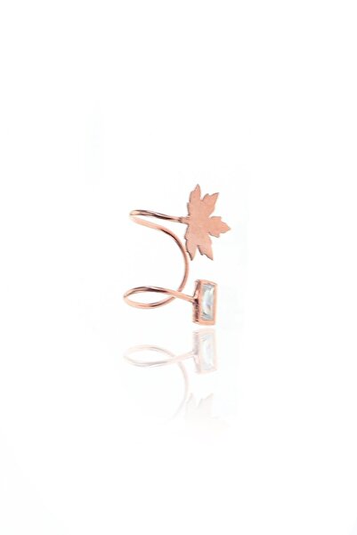 Söğütlü Silver Kadın Gümüş Rose Yaprak Baget Zirkon Taşlı Kıkırdak Küpe SGTL8977