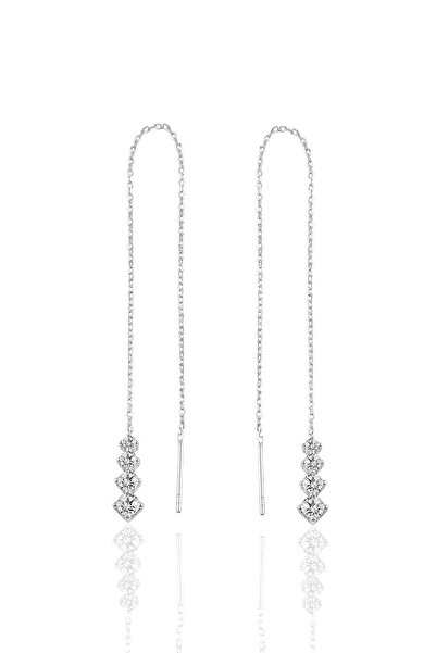 Söğütlü Silver Gümüş Işıltılı Gümüş Zincir Küpe Sgtl10418rodaj