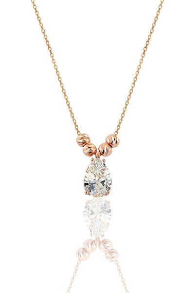 Söğütlü Silver Gümüş Rose Zirkon Taşlı Dorica Damla Kolye Ve Çengelli Küpe Seti Sgtl11417beyaz