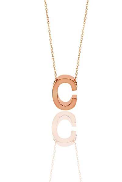 Söğütlü Silver Gümüş Rose Üç Boyutlu Minimal C Harf Kolye Sgtl11182cc