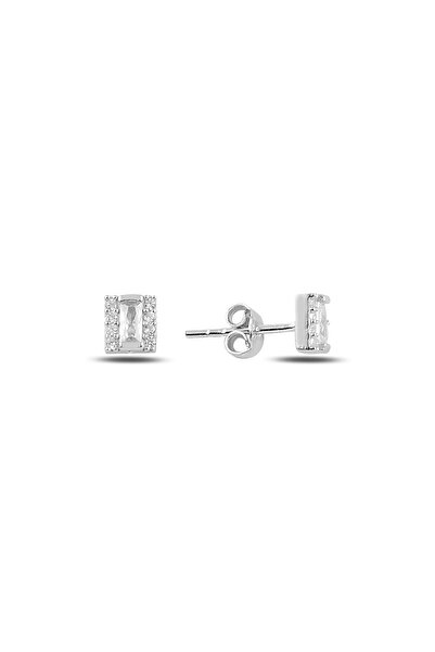 Söğütlü Silver Gümüş Rodyumlu Baget Taşlı Küpe Sgtl10283rdj