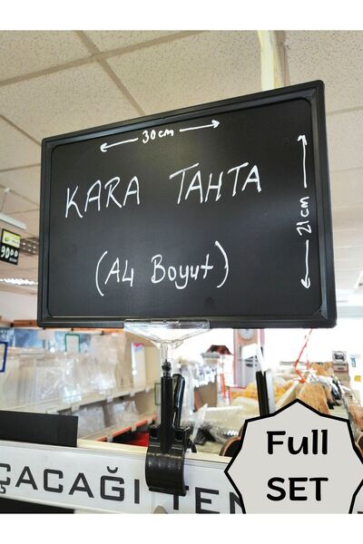 Özfiliz Mağaza Ekipmanları A4 Boyut Kara Tahta Silinebilir Siyah Etiketl Seti...