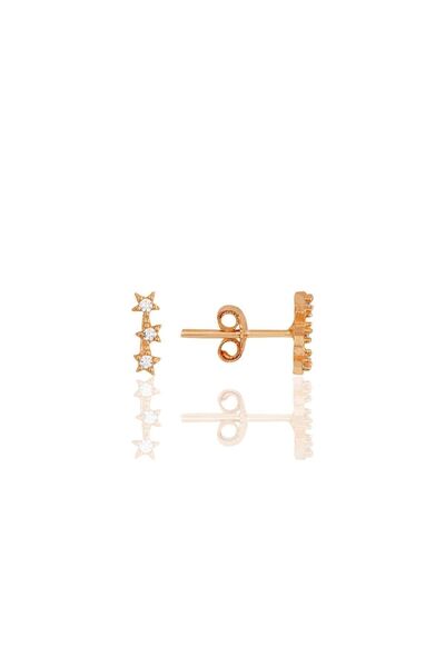 Söğütlü Silver Gümüş Rose Zirkon Taşlı Kayan Yıldızlar Küpe Sgtl12185rose