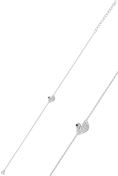 Söğütlü Silver Gümüş Rodyumlu Zirkon Taşlı Kuğu Bileklik Sgtl10281kugu