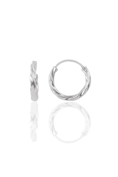 Söğütlü Silver Gümüş Rodyumlu 16 Mm Burgu Halka Küpe Sgtl10575rodaj