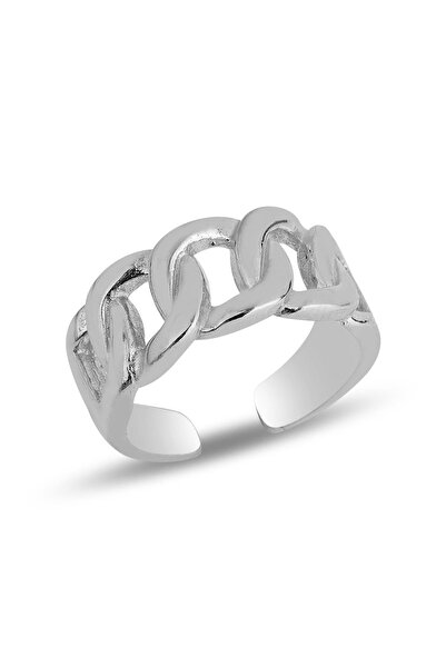 Söğütlü Silver Gümüş Rodyumlu Ayarlamalı Kalın Zincir Yüzük Sgtl11819rodaj