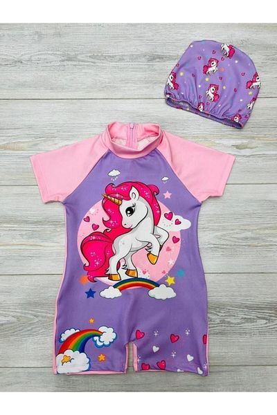 LİLLYPİCCA Girl - Zippered Bonnet Swimsuit Set (Full Age Preferential Literature)
