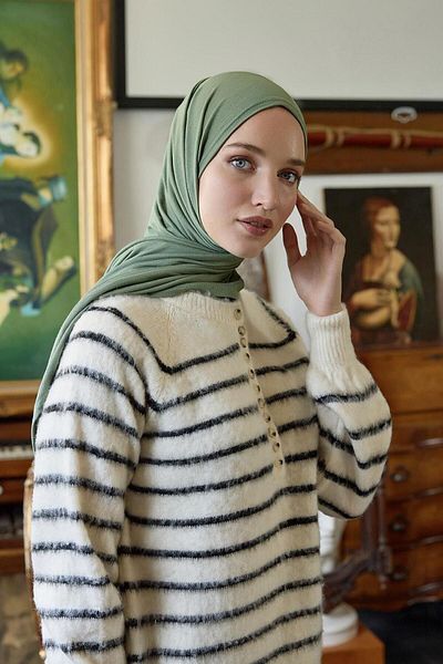 Qef Cozy Combed Shawl Soft Green