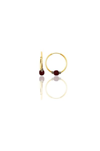 Söğütlü Silver Gümüş Altın Yaldızlı 14 Mm Mercan Renkli Halka Küpe Sgtl11273gold