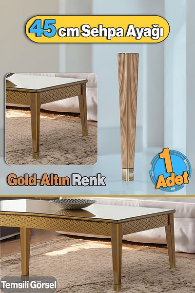 Badem10 Picior de masă de cafea din plastic Elite 45 cm Picior de mobilier Zigon Aur Aur Culoare Picior Bucătărie Masă de sufragerie 1buc