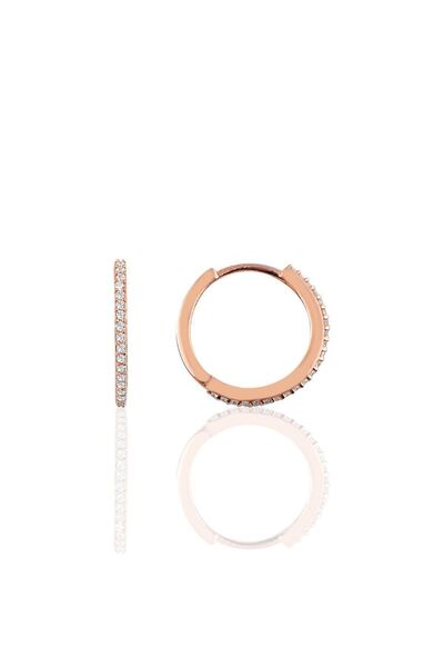 Söğütlü Silver Gümüş 17 Mm Rose Zirkon Taşlı Tamtur Halka Küpe Sgtl10141rose