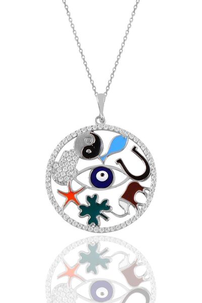 Söğütlü Silver Gümüş Rodaj Mineli Uğur Ve Şans Kolyesi Sgtl11119rodaj