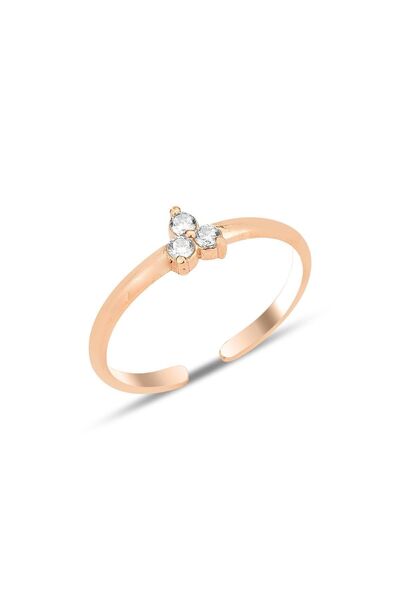 Söğütlü Silver Gümüş rose zirkon taşlı alttan ayarlanabilir tria yüzük SGTL12...