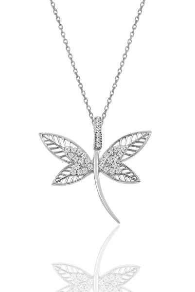 Söğütlü Silver Kadın Gümüş Pırlanta Modeli Yusufçuk Kolye SGTL9895