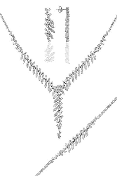 Söğütlü Silver Gümüş Rodyumlu Pırlanta Modeli Sultan Gümüş Takım. Sgtl10624