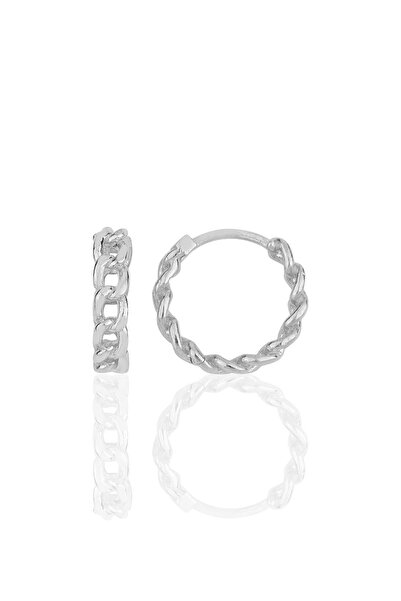 Söğütlü Silver Gümüş Rodyumlu Zincir Modeli Halka Küpe Sgtl11714rodaj