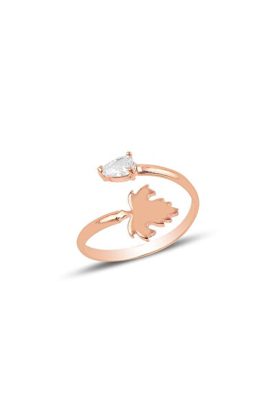 Söğütlü Silver Gümüş Ayarlamalı Yaprak Ve Damla Taşlı Yüzük Sgtl9953yaprak