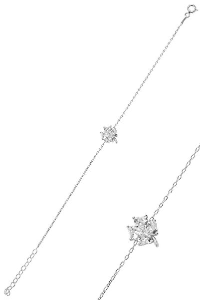Söğütlü Silver Gümüş Zirkon Taşlı Yonca Modeli Bileklik Sgtl10091beyaz