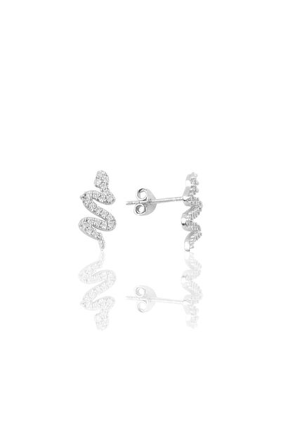 Söğütlü Silver Gümüş Rodyumlu Yılan Modeli Küpe Sgtl10226rdj