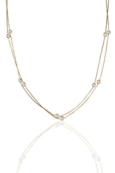 Söğütlü Silver Gümüş Rose Zirkon Sıra Taşlı Kolye Sgtl10506rose