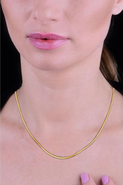 Söğütlü Silver Gümüş Altın Yaldızlı Örgü Modeli Italyan Zincir Kolye Sgtl11809gold