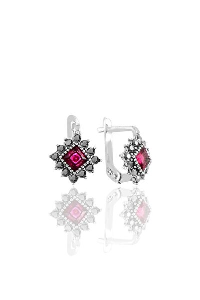 Söğütlü Silver Gümüş Markazit Ve Kök Yakut Taşlı Baklava Modeli Küpe Sgtl1123...