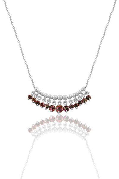 Söğütlü Silver Gümüş Rodyumlu Mistik Taşlı Shakira Kolye Sgtl11749mor