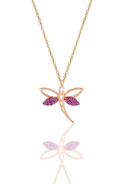 Söğütlü Silver Gümüş Füşya Taşlı Yusufçuk Kolye SGTL9899