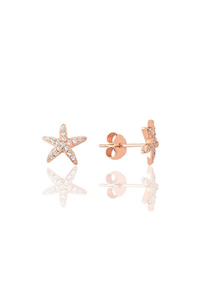 Söğütlü Silver Gümüş Zirkon Taşlı Deniz Yıldızı Modeli Küpe Sgtl9725rose