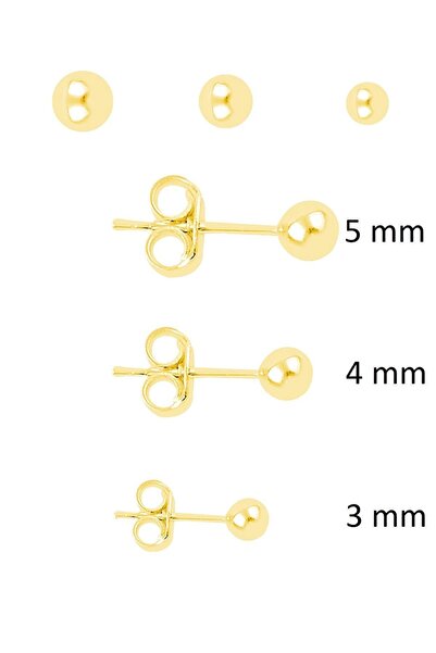 Söğütlü Silver Gümüş Altın Yaldızlı 3 Boy Top Kombin Küpeler Sgtl11476gold