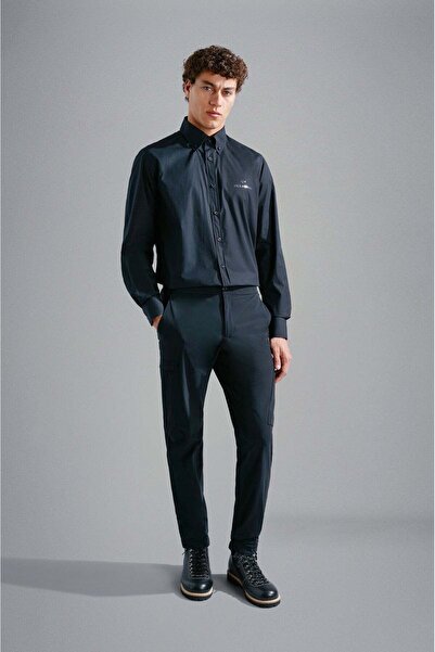 PAUL&SHARK Men's Black Shirt - Cotton, Long Sleeve, Button Closure 14313173 -011