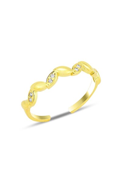 Söğütlü Silver Gümüş altın yaldızlı zirkon taşlı alttan ayarlanabilir sarmaşı...