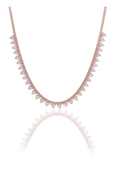 Söğütlü Silver Gümüş Rose Zirkon Taşlı Gurmet Zincirli Piramit Kolye Sgtl1049...