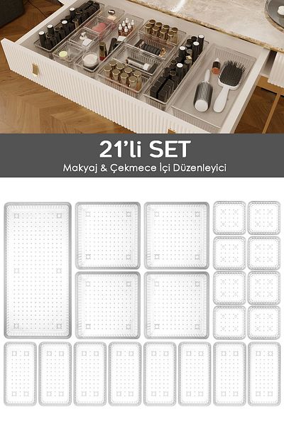 Meleni Home 21 Διάφανα καλλυντικά και οργάνωση μακιγιάζ - ντουλάπι οργάνωσης