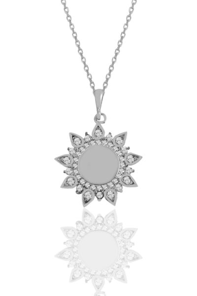 Söğütlü Silver Gümüş Rodyumlu Zirkon Taşlı Sunflowers Güneş Kolye Sgtl11107rodaj