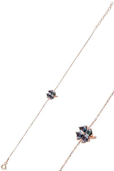 Söğütlü Silver Gümüş Mistik Topaz Taş Rengi Yonca Modeli Bileklik Sgtl10090mistik