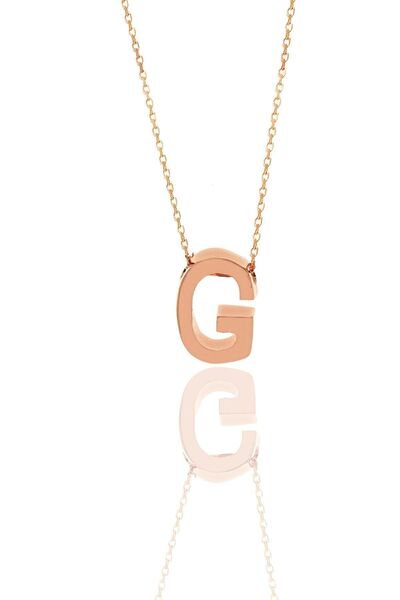 Söğütlü Silver Gümüş Rose Üç Boyutlu Minimal G Harf Kolye Sgtl11182g