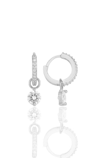 Söğütlü Silver Gümüş rodyumlu zirkon taşlı halka küpe SGTL12252RODAJ