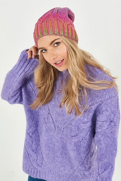 POSUSS Glittery Non-Pompom Acrylic Women's Beret Pink - Ps250