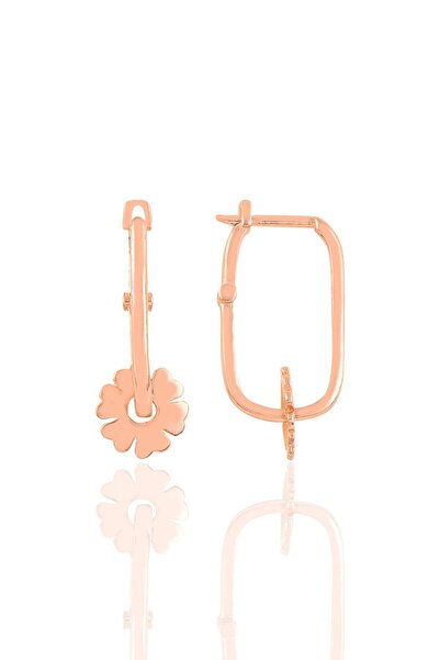 Söğütlü Silver Gümüş Rose Yonca Göçmen Küpe Sgtl10420rose