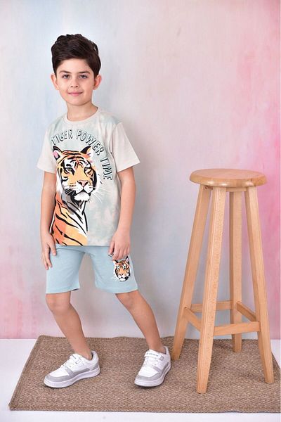 LİLLYPİCCA BOY'S TIGER PATTERNED COTTON COMBED SHORTS 2-Piece SET