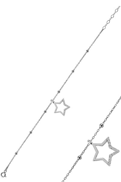 Söğütlü Silver Gümüş zirkon taşlı yıldız figürlü top top bileklik SGTL12274RODAJ