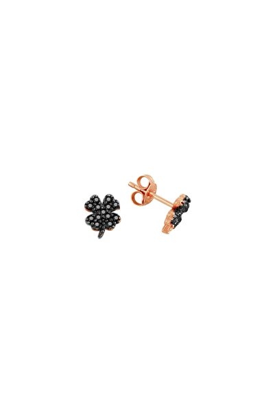 Söğütlü Silver Mini Onix Taşlı Yonca Küpe Sgtl7427