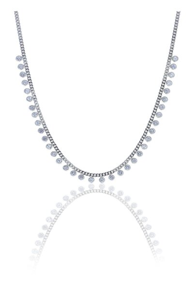 Söğütlü Silver Gümüş Rodyumlu Zirkon Taşlı Gurmet Zincirli Kolye Sgtl10487rodaj