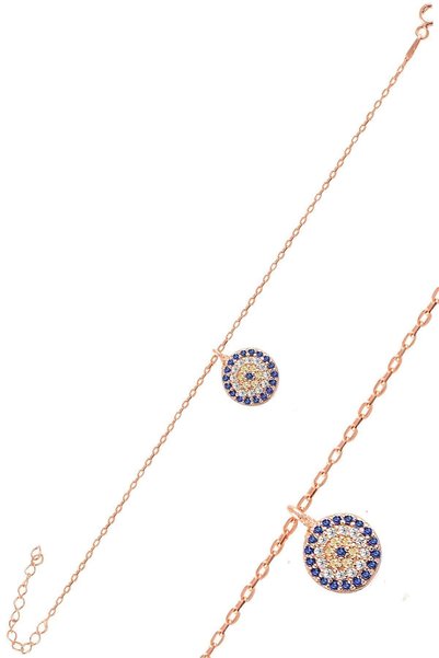 Söğütlü Silver Gümüş Rose Zirkon Taşlı Nazar Bileklik Sgtl11076rose